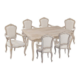 Large Size Oak Wood White Washed Finish Arm Chair Dining Set Furniture Kings Warehouse 