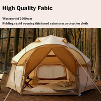Large Space Luxury Frog Hexagonal Tent 5-8 Person Double Layer - Khaki Kings Warehouse 