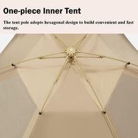 Large Space Luxury Frog Hexagonal Tent 5-8 Person Double Layer - Khaki Kings Warehouse 