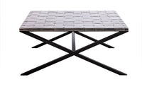 Large Square Black Coffee Table with Stainless Steel Woven Top Kings Warehouse 