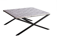 Large Square Black Coffee Table with Stainless Steel Woven Top Kings Warehouse 