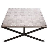 Large Square Black Coffee Table with Stainless Steel Woven Top Occasions Kings Warehouse 