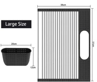 Large Stainless Steel Roll Up Dish Drying Rack with Utensil Holder for Home Kitchen Kings Warehouse 