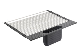 Large Stainless Steel Roll Up Dish Drying Rack with Utensil Holder for Home Kitchen Kings Warehouse 
