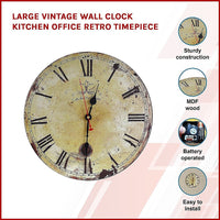 Large Vintage Wall Clock Kitchen Office Retro Timepiece Kings Warehouse 