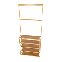 Large Wooden 5 Tiers Hat Coat Stand Clothes Shoe Rack Hanger Hooks Shelf Storage Furniture Kings Warehouse 