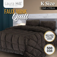 Laura Hill 500gsm Faux Mink Quilt Comforter - King Kings Warehouse 