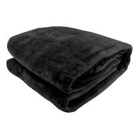 Laura Hill 600GSM Faux Mink Blanket Double-Sided Queen Size - Black Kings Warehouse 