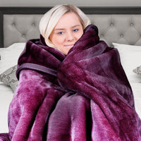 Laura Hill Double-sided Large 220 X 240cm Faux Mink Throw Rug Blanket 800-gsm Heavy - Purple Kings Warehouse 