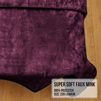 Laura Hill Double-sided Large 220 X 240cm Faux Mink Throw Rug Blanket 800-gsm Heavy - Purple Kings Warehouse 