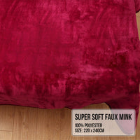 Laura Hill Double-sided Large 220 X 240cm Faux Mink Throw Rug Blanket 800-gsm Heavy - Red Kings Warehouse 