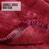 Laura Hill Double-sided Large 220 X 240cm Faux Mink Throw Rug Blanket 800-gsm Heavy - Red Kings Warehouse 