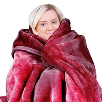 Laura Hill Double-sided Large 220 X 240cm Faux Mink Throw Rug Blanket 800-gsm Heavy - Red Kings Warehouse 