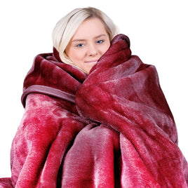 Laura Hill Double-sided Large 220 X 240cm Faux Mink Throw Rug Blanket 800-gsm Heavy - Red Kings Warehouse 