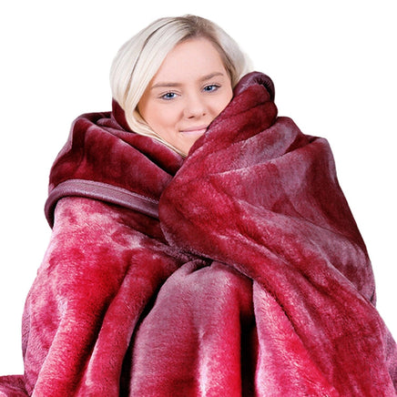 Laura Hill Double-sided Large 220 X 240cm Faux Mink Throw Rug Blanket 800-gsm Heavy - Red Kings Warehouse 