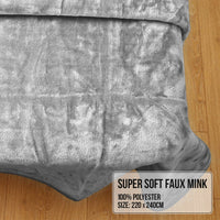 Laura Hill Double-sided Large 220 X 240cm Faux Mink Throw Rug Blanket 800-gsm Heavy - Silver Kings Warehouse 