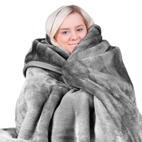 Laura Hill Double-sided Large 220 X 240cm Faux Mink Throw Rug Blanket 800-gsm Heavy - Silver Kings Warehouse 
