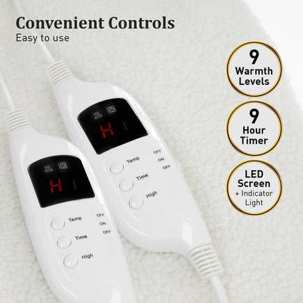 Laura Hill Electric Blanket Heated Fitted King Size Bed Safety 9 Heat Levels Kings Warehouse 