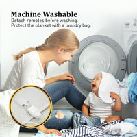 Laura Hill Heated Electric Blanket Double Size Fitted Fleece Underlay Winter Throw - White Home & Garden Kings Warehouse 
