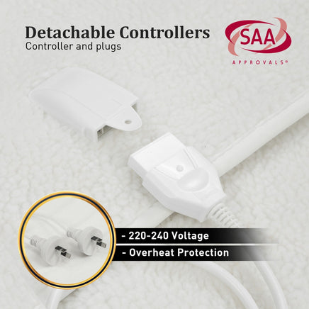 Laura Hill Heated Electric Blanket Double Size Fitted Fleece Underlay Winter Throw - White Home & Garden Kings Warehouse 