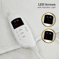Laura Hill Heated Electric Blanket Double Size Fitted Fleece Underlay Winter Throw - White Home & Garden Kings Warehouse 