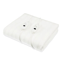 Laura Hill Heated Electric Blanket Double Size Fitted Polyester Underlay Winter Throw - White Kings Warehouse 