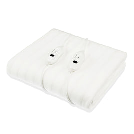 Laura Hill Heated Electric Blanket Double Size Fitted Polyester Underlay Winter Throw - White Kings Warehouse 