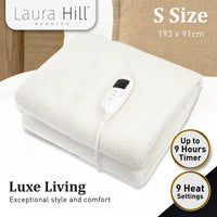 Laura Hill Heated Electric Blanket Fitted Fleece Underlay Throw Single Kings Warehouse 