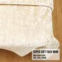 Laura Hill Mink Blanket Double Sided 600GSM Queen Size Beige Kings Warehouse 