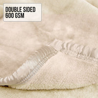 Laura Hill Mink Blanket Double Sided 600GSM Queen Size Beige Kings Warehouse 