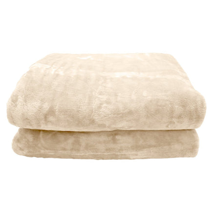 Laura Hill Mink Blanket Double Sided 600GSM Queen Size Beige Kings Warehouse 