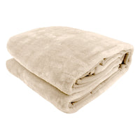 Laura Hill Mink Blanket Double Sided 600GSM Queen Size Beige Kings Warehouse 