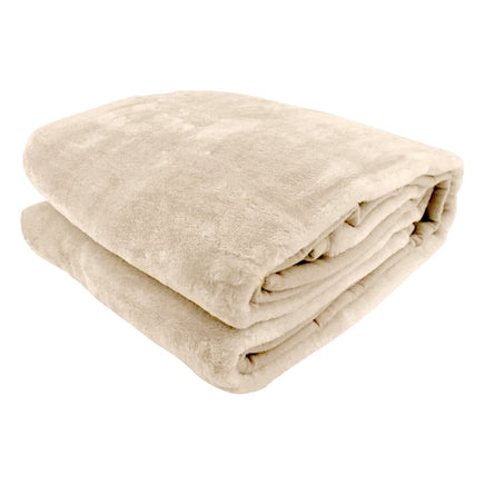 Laura Hill Mink Blanket Double Sided 600GSM Queen Size Beige Kings Warehouse 