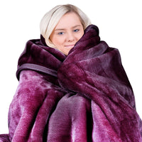 Laura Hill Mink Blanket Throw Purple Double Sided Queen Size Soft Plush Bed Faux Rug Kings Warehouse 