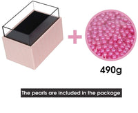 Leather Makeup Brush Cosmetic Organiser Storage Box with Pink Pearls and Acrylic Cover (Pink) Beauty Bazaar Kings Warehouse 