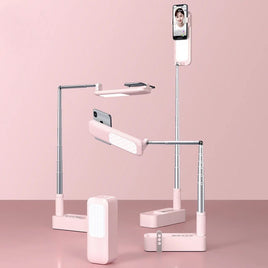 LED Portable Phone Holder Stand Wireless Remote Dimmable Selfie Fill Light Lamp Pink Kings Warehouse 