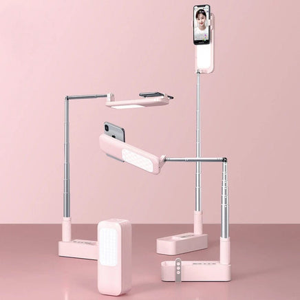 LED Portable Phone Holder Stand Wireless Remote Dimmable Selfie Fill Light Lamp Pink Kings Warehouse 