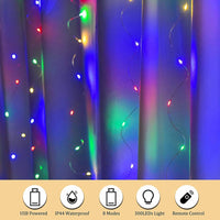 LED String Lights Curtain for Bedroom Wall Party, 8 Modes, USB Powered and IP64 Waterproof (3m x 3m) Kings Warehouse 