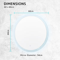 LED Wall Mirror Round Anti-Fog Bathroom 60cm Home & Garden Kings Warehouse 