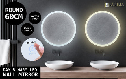 LED Wall Mirror Round Anti-Fog Bathroom 60cm Home & Garden Kings Warehouse 