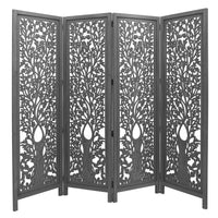 Life Dig 4 Panel Room Divider Screen Privacy Shoji Timber Wood Stand - Dark Grey Kings Warehouse 