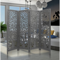 Life Dig 4 Panel Room Divider Screen Privacy Shoji Timber Wood Stand - Dark Grey Kings Warehouse 