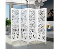 Life Dig 4 Panel Room Divider Screen Privacy Shoji Timber Wood Stand - White