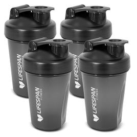 Lifespan Fitness Shaker Bottle 500ml in Black (Pack of 4) Sports & Fitness Kings Warehouse 