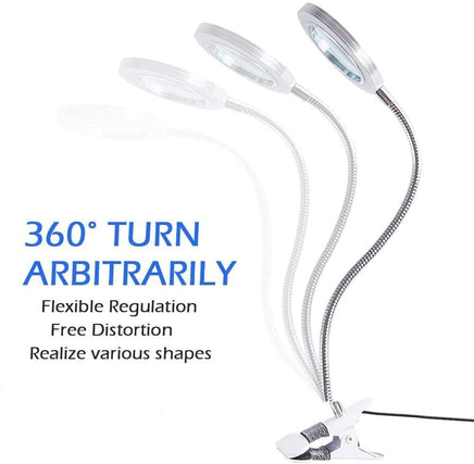 Lighting LED 8X Magnifying Lamp with Metal Clamp 360&deg; Flexible Gooseneck and USB Plug Design for Tattoo, Manicure and Reading Kings Warehouse 