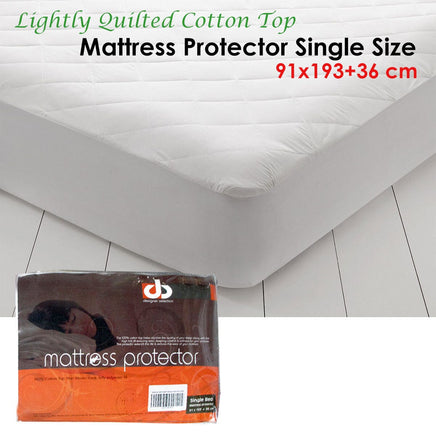 Lightly Quilted Cotton Top Mattress Protector Single Home & Garden Kings Warehouse 