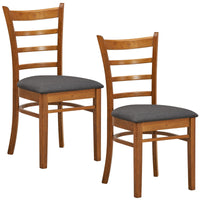 Linaria Dining Chair Set of 2 Crossback Solid Rubber Wood Fabric Seat - Walnut dining Kings Warehouse 