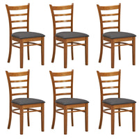 Linaria Dining Chair Set of 6 Crossback Solid Rubber Wood Fabric Seat - Walnut dining Kings Warehouse 