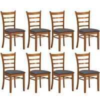 Linaria Dining Chair Set of 8 Crossback Solid Rubber Wood Fabric Seat - Walnut dining Kings Warehouse 