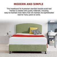 Linen Fabric Double Bed Curved Headboard Bedhead - Olive Green Furniture Kings Warehouse 